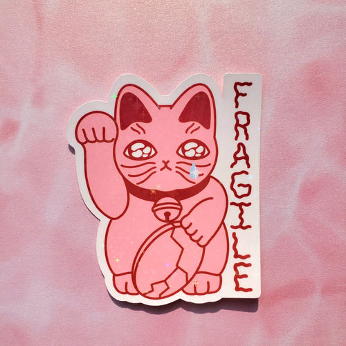 Fragile Lucky Cat Sticker