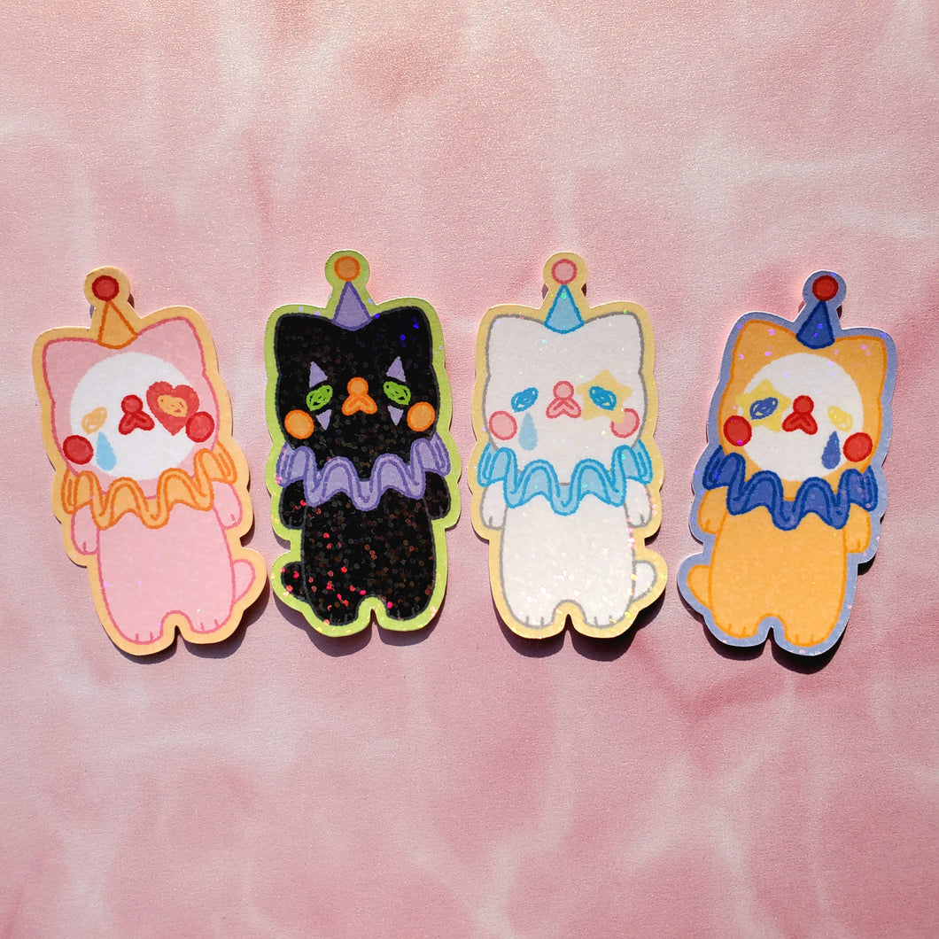 Sad Clown Cat Stickers